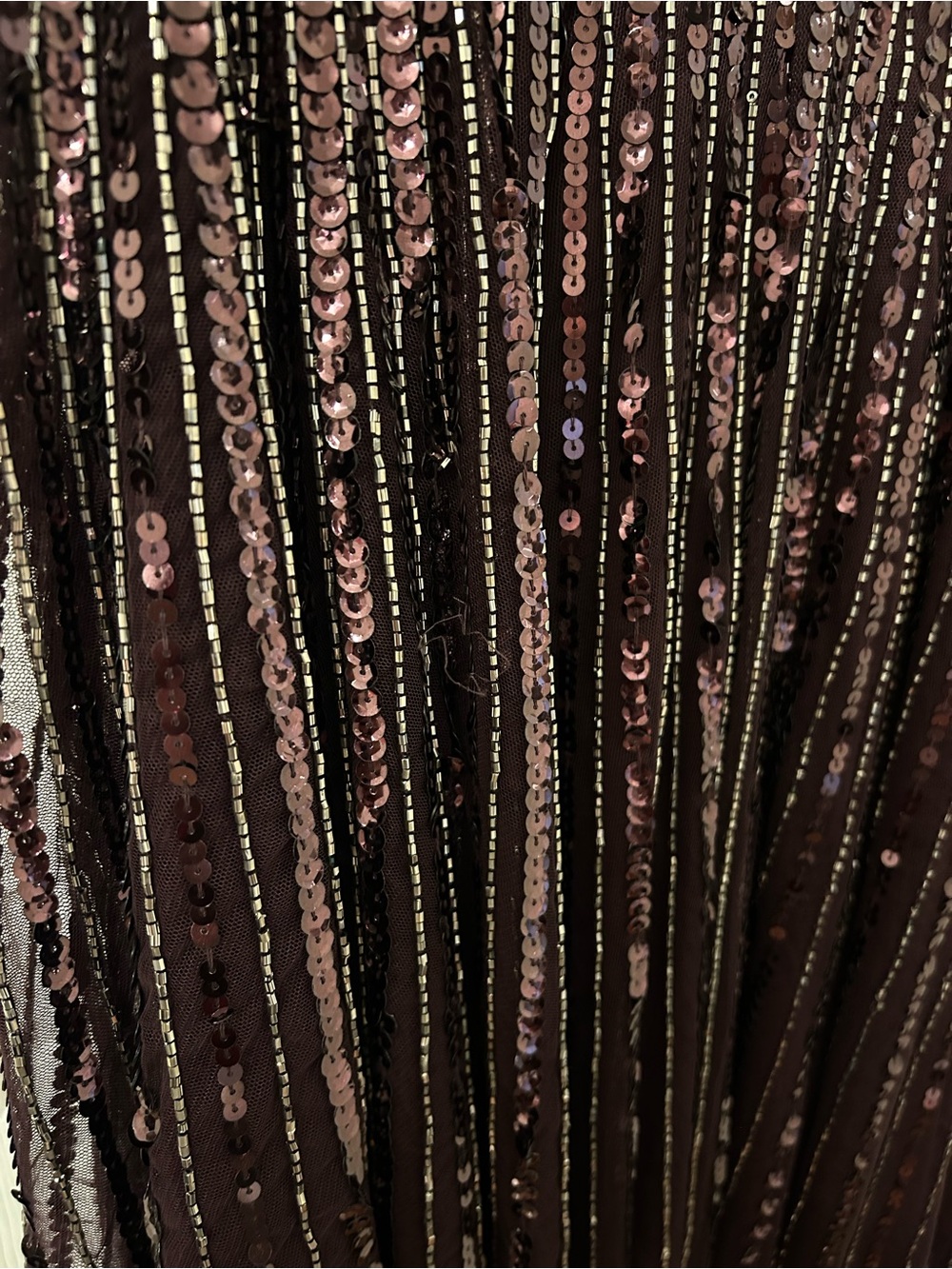 Mac Duggal Plum Beaded Sequin Flutter Sleeve Gown - Picture 7 of 16